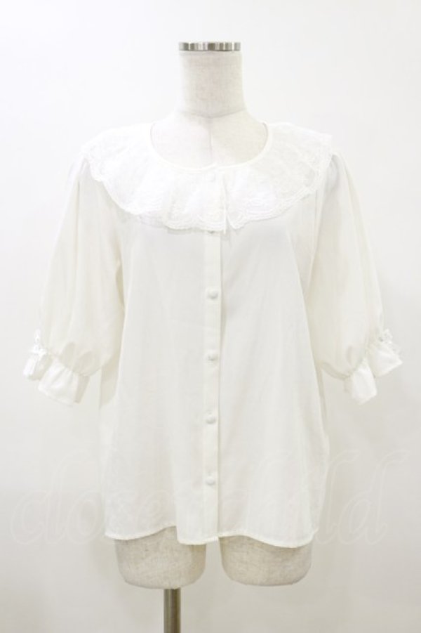 画像1: m petit by misako / MSKデシンレースエリブラウス M ホワイト H-26-04-11-017-LO-BL-NS-ZH (1)