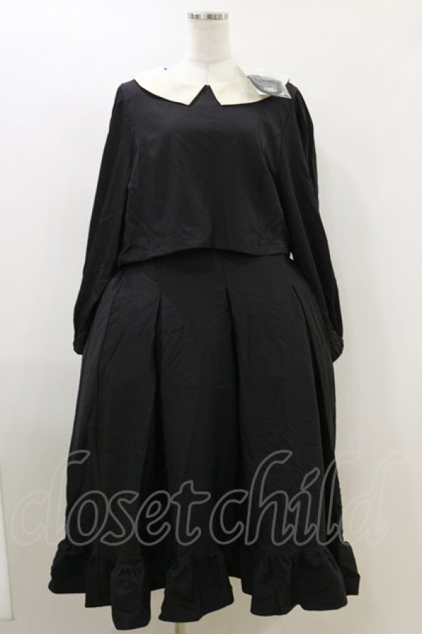 画像1: m petit by misako / サンリオキャラクターズコラボ クロミワッペン付きワンピース LL ブラック H-26-04-11-034-LO-OP-NS-ZH (1)