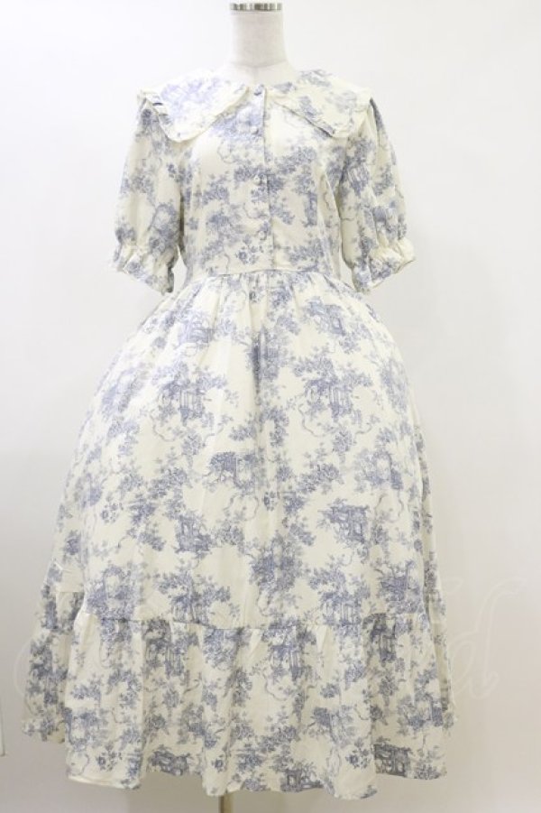 画像1: m petit by misako / トワルドジュイOPハンソデ L オフ/ブルー H-26-04-11-038-LO-OP-NS-ZH (1)