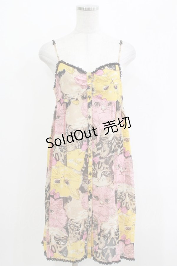 画像1: HYSTERIC GLAMOUR / キャットプリントキャミワンピース  MIXカラー H-26-04-12-026-PU-OP-KB-ZH (1)