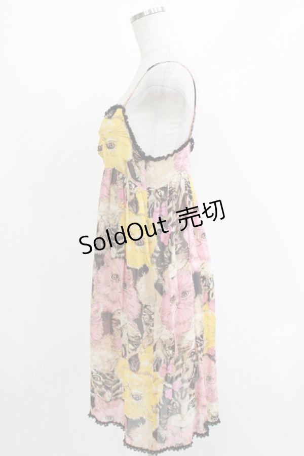 画像2: HYSTERIC GLAMOUR / キャットプリントキャミワンピース  MIXカラー H-26-04-12-026-PU-OP-KB-ZH (2)