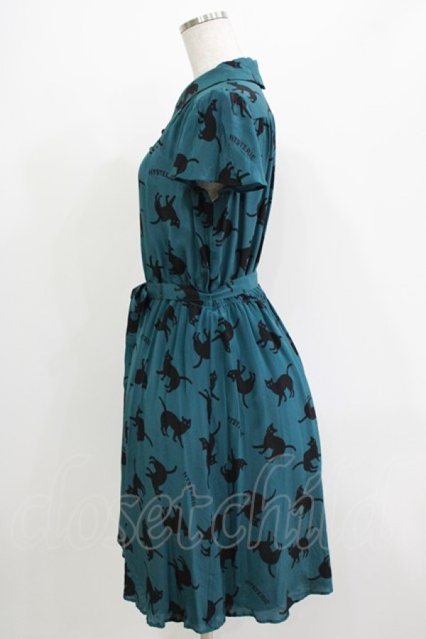 画像2: HYSTERIC GLAMOUR / キャットプリントワンピース  グリーン H-26-04-12-027-PU-OP-KB-ZH (2)