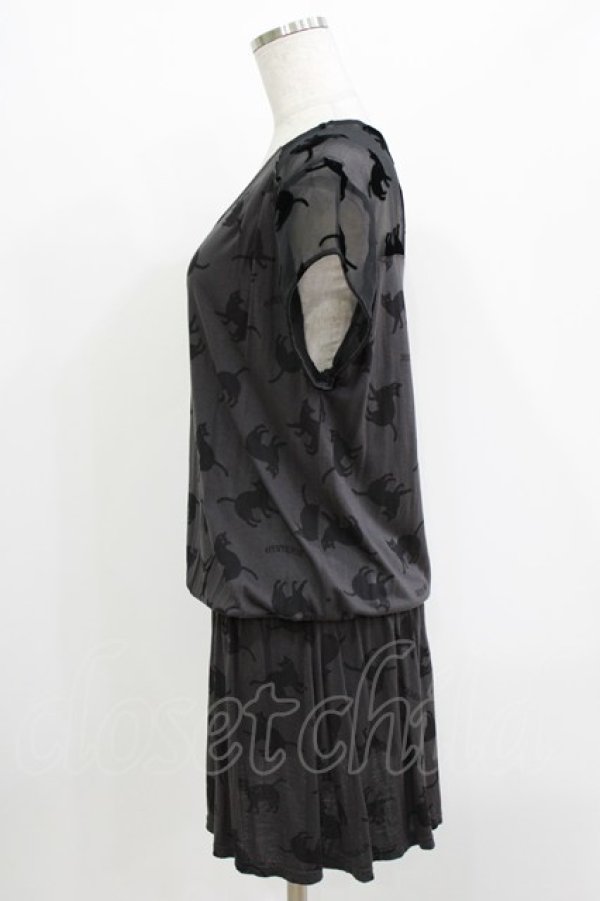 画像2: HYSTERIC GLAMOUR / キャットプリントカットワンピース  グレー H-26-04-12-028-PU-OP-KB-ZH (2)