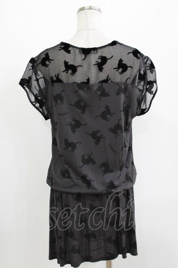 画像3: HYSTERIC GLAMOUR / キャットプリントカットワンピース  グレー H-26-04-12-028-PU-OP-KB-ZH (3)