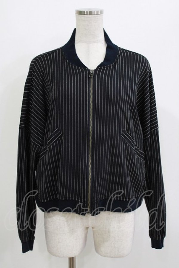 画像1: HYSTERIC GLAMOUR / ストライプブルゾンカーデ  ブラック H-26-04-12-039-PU-TO-KB-ZH (1)