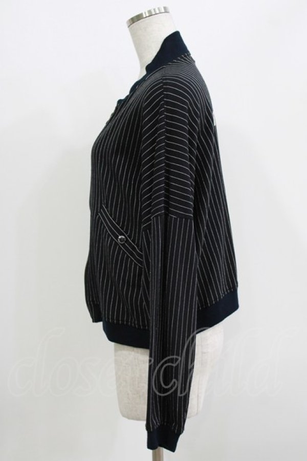 画像2: HYSTERIC GLAMOUR / ストライプブルゾンカーデ  ブラック H-26-04-12-039-PU-TO-KB-ZH (2)