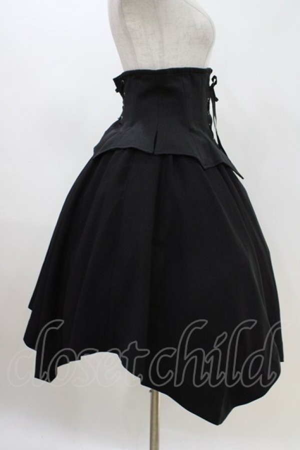画像2: Moi-meme-Moitie / コルセット付ランダムスカート  ブラック H-26-04-12-1007-MO-SK-KB-ZH (2)