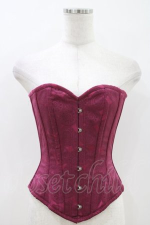 画像: abilletage / レースプリントロングコルセット 3 ワイン H-26-04-12-1011-GO-TO-KB-ZH