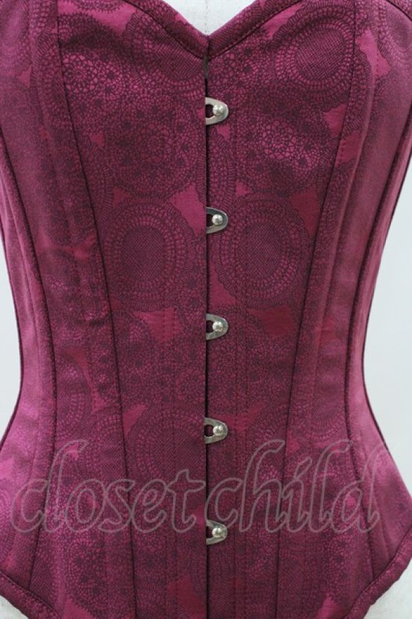 画像4: abilletage / レースプリントロングコルセット 3 ワイン H-26-04-12-1011-GO-TO-KB-ZH (4)