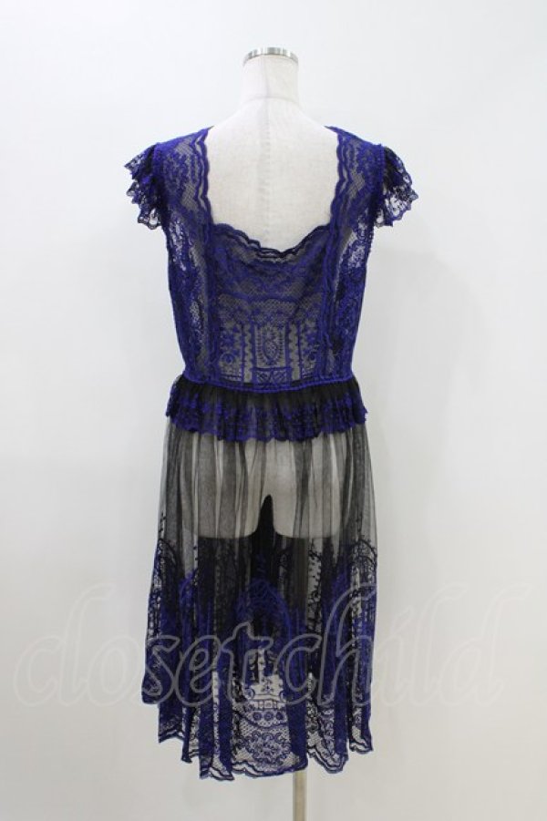 画像3: Moi-meme-Moitie / moi meme moitie baroqueChurch & Roses 〜透き徹る秘めやかに交錯する薔薇園の聖壇〜レースダブリエ  黒×青 H-26-04-12-1013-MO-OP-KB-ZH (3)