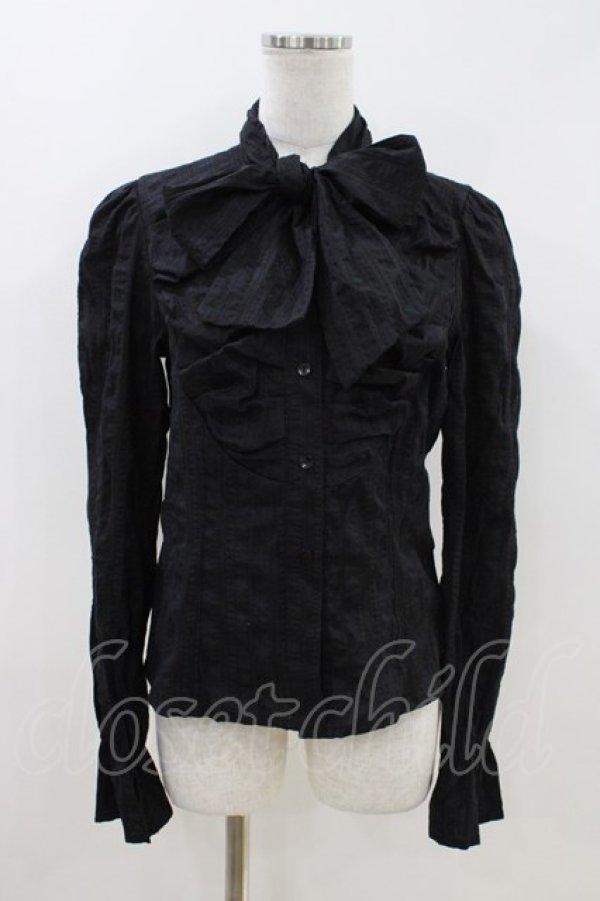 画像1: Moi-meme-Moitie / ボウカラーブラウス  ブラック H-26-04-12-1016-MO-BL-KB-ZH (1)