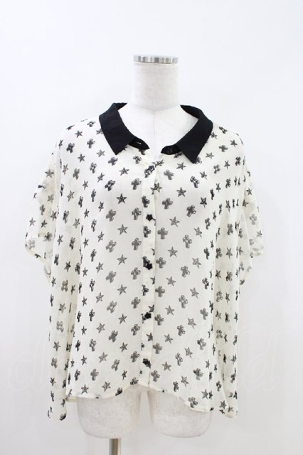 画像1: WORLD WIDE LOVE！(Rydia) / プリントシアーシャツ  アイボリー H-26-04-12-1017-PU-BL-KB-ZH (1)