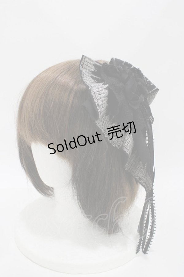 画像1: Moi-meme-Moitie / ゴシックアーチコサージュリボンカチューシャ  ブラック H-26-04-12-1021-MO-AC-KB-ZH (1)