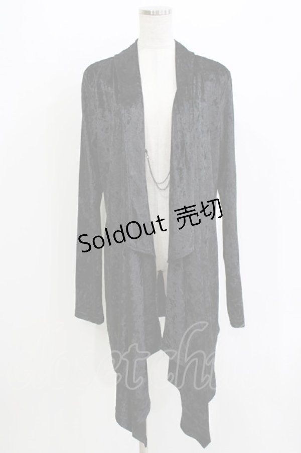 画像1: SEX POT ReVeNGe / バッククロスベロアカーディガン L 黒×青 H-26-04-12-054-SP-TO-KB-ZH (1)