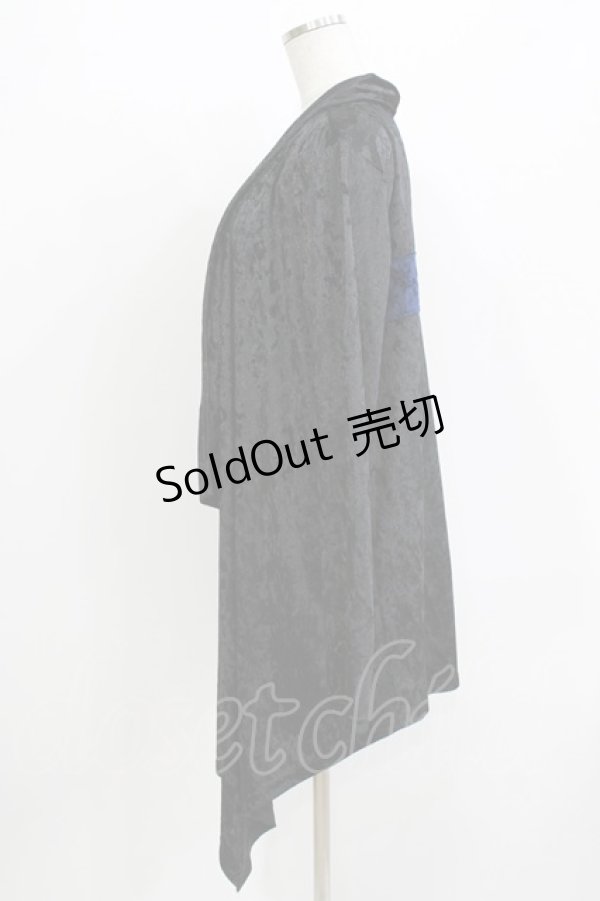 画像2: SEX POT ReVeNGe / バッククロスベロアカーディガン L 黒×青 H-26-04-12-054-SP-TO-KB-ZH (2)