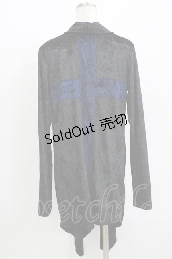 画像3: SEX POT ReVeNGe / バッククロスベロアカーディガン L 黒×青 H-26-04-12-054-SP-TO-KB-ZH (3)