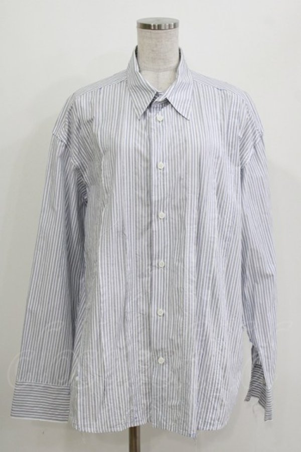 画像1: MILKBOY / DAMAGE STRIPE SHIRT  オフ×ブルー H-26-04-12-058-MB-BL-KB-ZH (1)