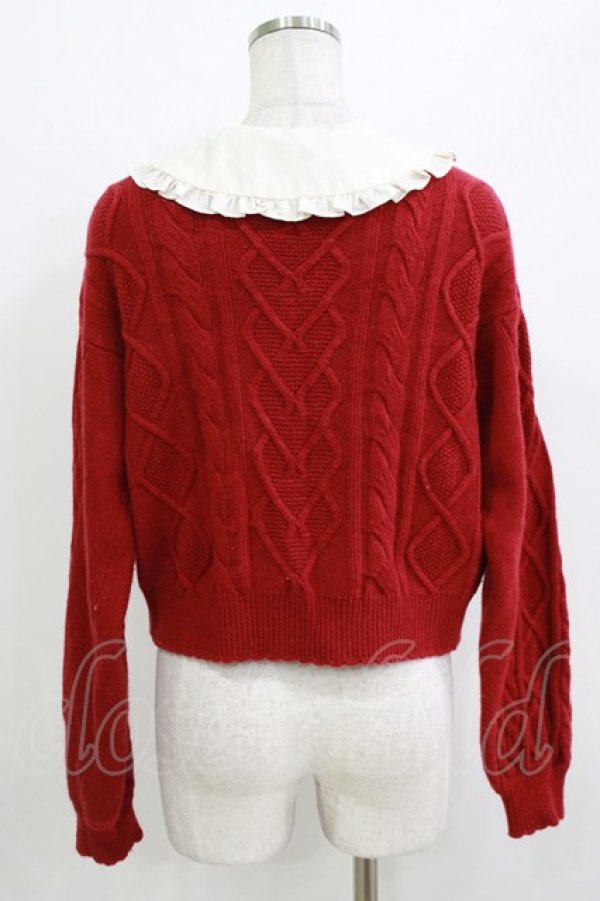 画像3: Emily Temple cute / 衿付きケーブル編みニット  レッド H-26-04-12-062-ET-BL-KB-ZH (3)