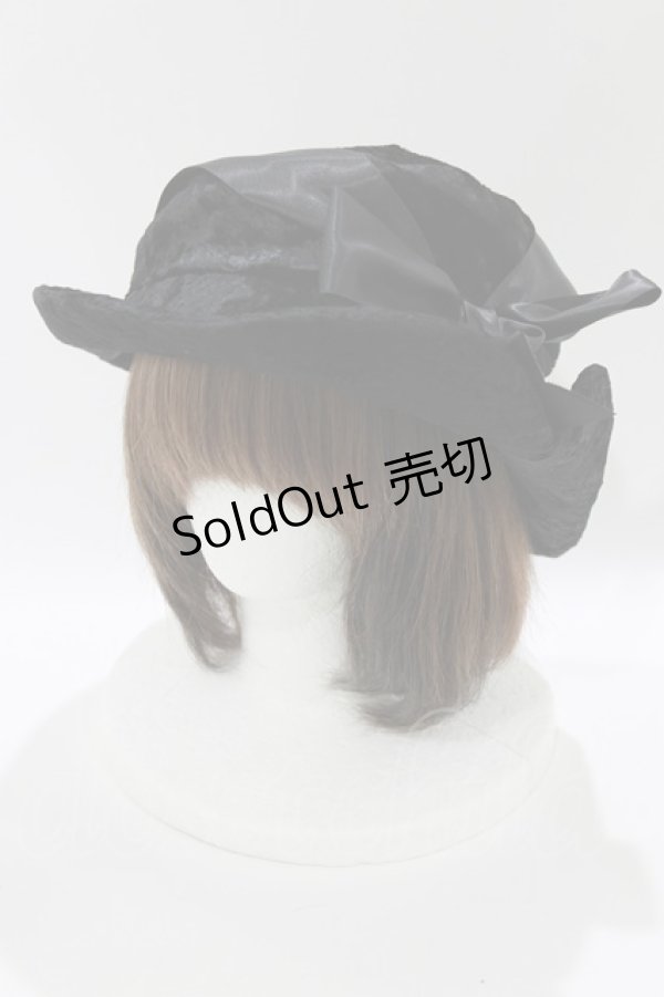 画像1: Jane Marple / ボアリボンハット  黒 H-26-04-12-070-JM-AC-KB-ZH (1)