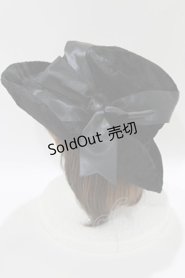 画像2: Jane Marple / ボアリボンハット  黒 H-26-04-12-070-JM-AC-KB-ZH (2)