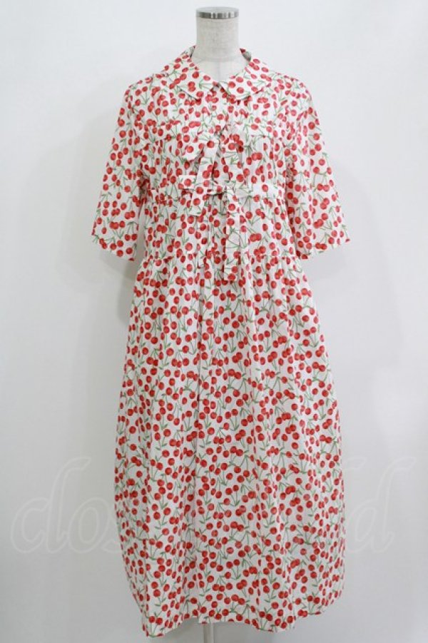 画像1: Jane Marple Dans Le Salon / Falling cherriesダブルリボンドレス M オフホワイト H-26-04-12-013-JM-OP-KB-ZH (1)