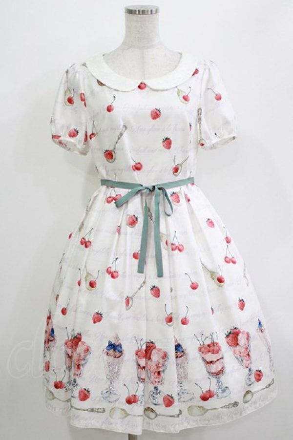 画像1: Leur Getter / Cherry Berry袖付ワンピース M ホワイト H-26-04-12-002-LU-OP-KB-ZH (1)