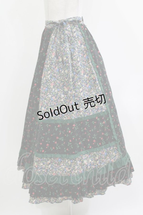 画像2: Jane Marple / Demi & Birdsongペザントスカート  ブラック×ブラック×グリーン H-26-04-12-015-JM-SK-KB-ZH (2)