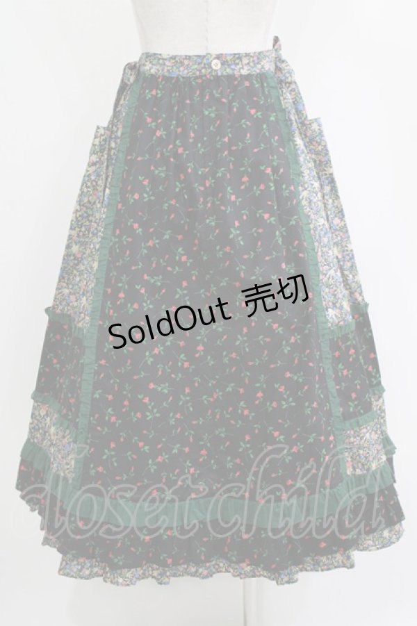 画像3: Jane Marple / Demi & Birdsongペザントスカート  ブラック×ブラック×グリーン H-26-04-12-015-JM-SK-KB-ZH (3)