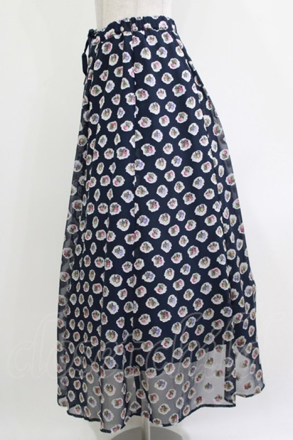 画像2: Jane Marple Dans Le Salon / Pieces of Flowersのスカート  ライトネイビー H-26-04-12-016-JM-SK-KB-ZH (2)