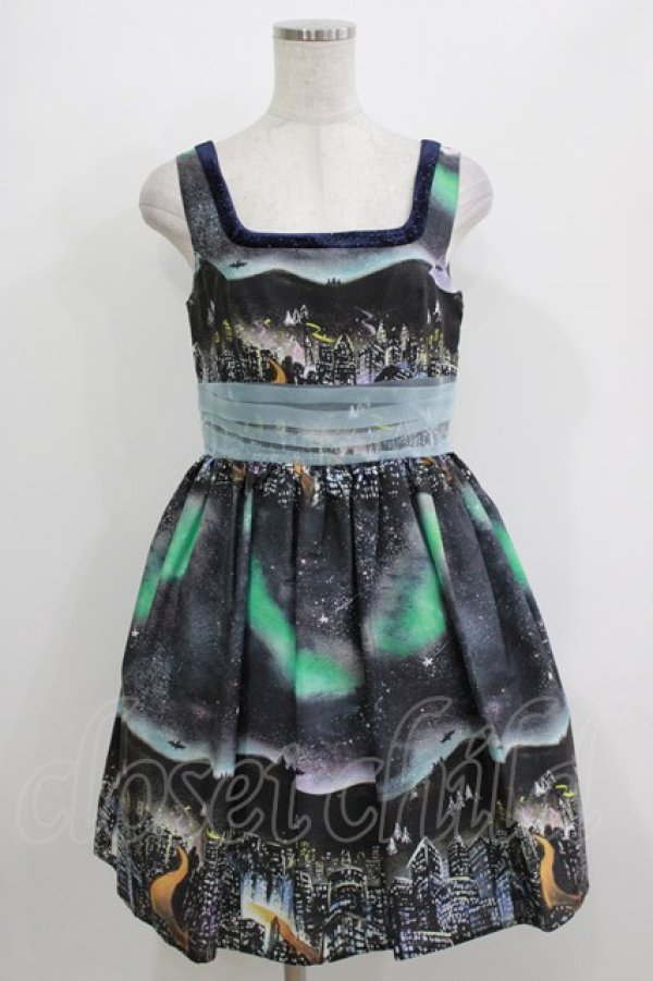 画像1: MILK / Aurora cityドレス  オーロラ柄×ブルー H-26-04-12-021-ML-OP-KB-ZH (1)