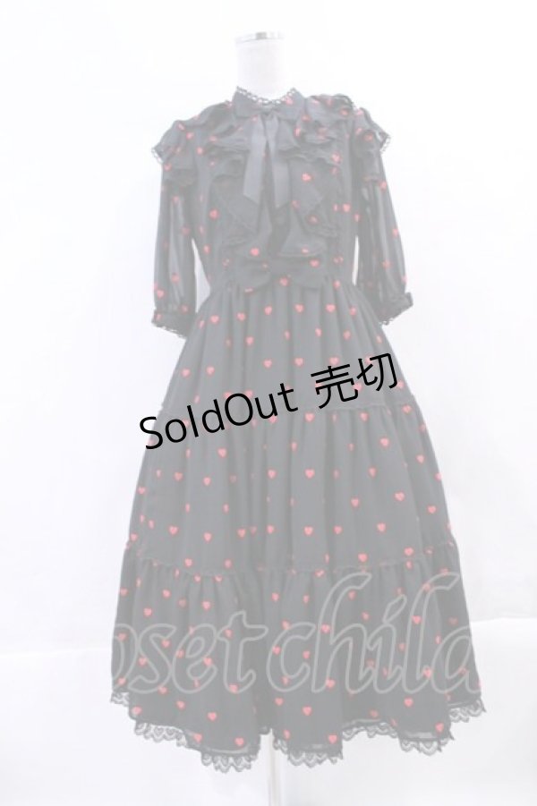 画像1: Angelic Pretty / Petit Gingham Heartワンピース  黒Ｘ赤 I-23-11-03-003-AP-OP-HD-ZI (1)