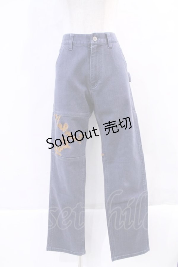 画像1: Karl Helmut / チェックロゴ刺繍パンツ  青デニム I-23-11-27-015-EL-PA-HD-ZY (1)