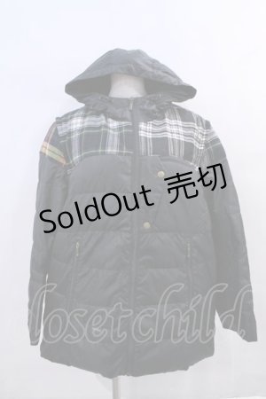 画像: 【SALE】PINK HOUSE / タータンチェック切り替えフードブルゾン  黒チェック I-23-12-07-012-LO-JA-HD-ZT-C038