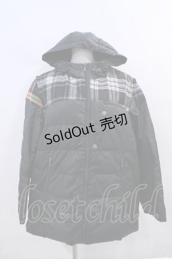 画像1: 【SALE】PINK HOUSE / タータンチェック切り替えフードブルゾン  黒チェック I-23-12-07-012-LO-JA-HD-ZT-C038 (1)