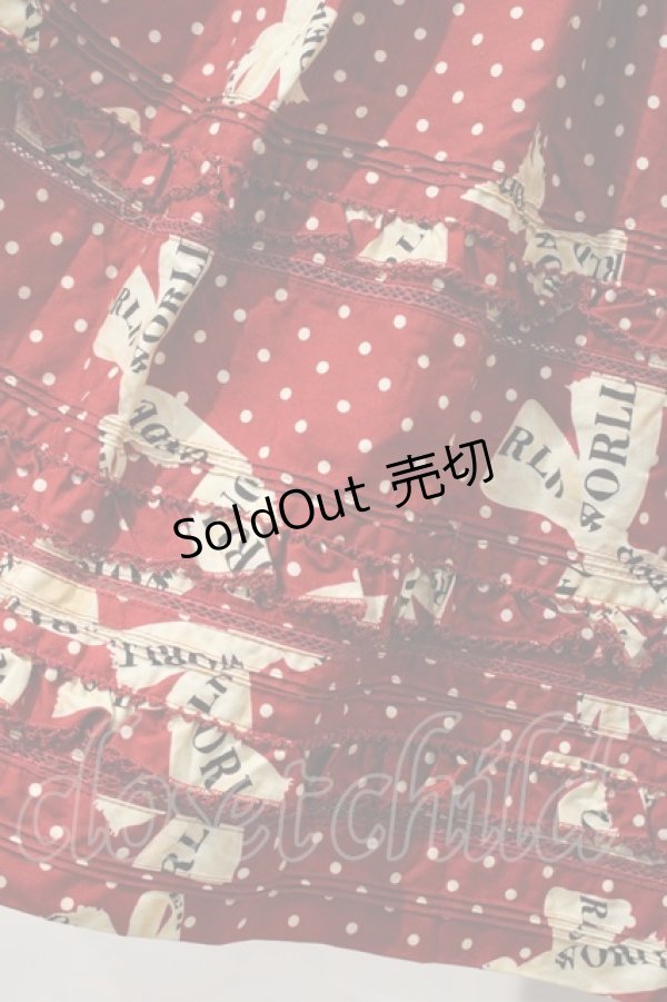 画像4: WONDERFUL WORLD / ロゴリボンドット半袖ボリュームワンピースセット  赤Ｘ白 I-23-12-20-074-LO-OP-HD-ZI (4)