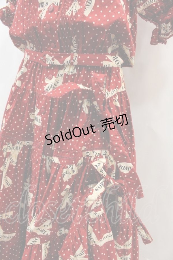 画像5: WONDERFUL WORLD / ロゴリボンドット半袖ボリュームワンピースセット  赤Ｘ白 I-23-12-20-074-LO-OP-HD-ZI (5)