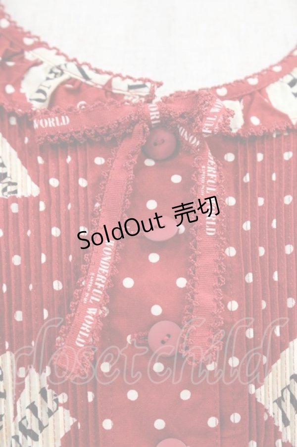 画像6: WONDERFUL WORLD / ロゴリボンドット半袖ボリュームワンピースセット  赤Ｘ白 I-23-12-20-074-LO-OP-HD-ZI (6)