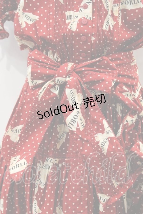 画像10: WONDERFUL WORLD / ロゴリボンドット半袖ボリュームワンピースセット  赤Ｘ白 I-23-12-20-074-LO-OP-HD-ZI (10)