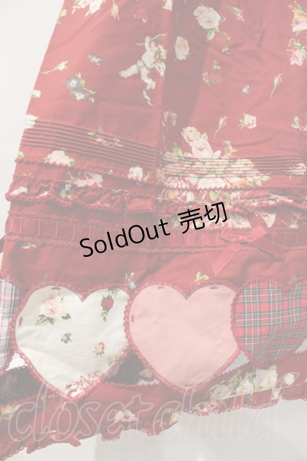 画像3: PINK HOUSE / アンジェリークローズ柄パッチワークスカート  赤 I-23-12-27-040-LO-SK-HD-ZI (3)