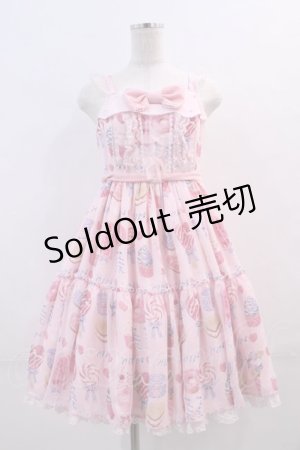 画像: Angelic Pretty /  Sugar Candy Shopジャンパースカート  ピンク I-24-01-12-005-AP-OP-HD-ZI