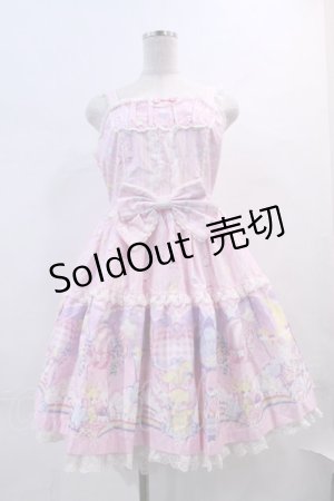 画像: Angelic Pretty / Cotton Candy Shopティアードジャンパースカート＆カチューシャセット  ピンク I-24-01-26-003-AP-OP-HD-ZI