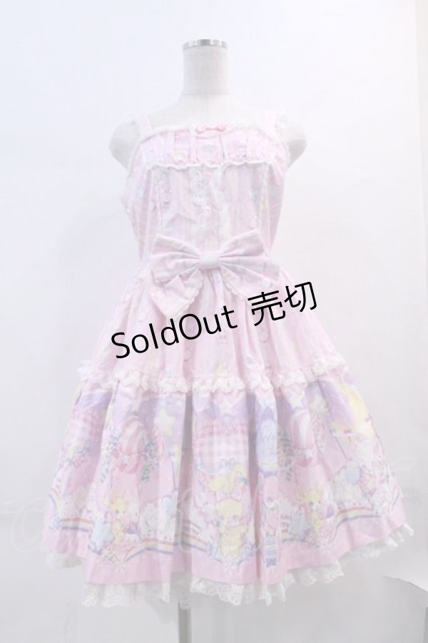 画像1: Angelic Pretty / Cotton Candy Shopティアードジャンパースカート＆カチューシャセット  ピンク I-24-01-26-003-AP-OP-HD-ZI (1)