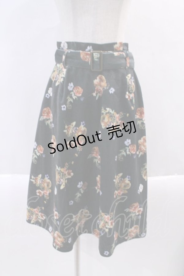 画像1: 【SALE】axes femme / 花柄プリントベロアスカート  グリーン I-24-02-21-023-AX-SK-HD-ZT309 (1)