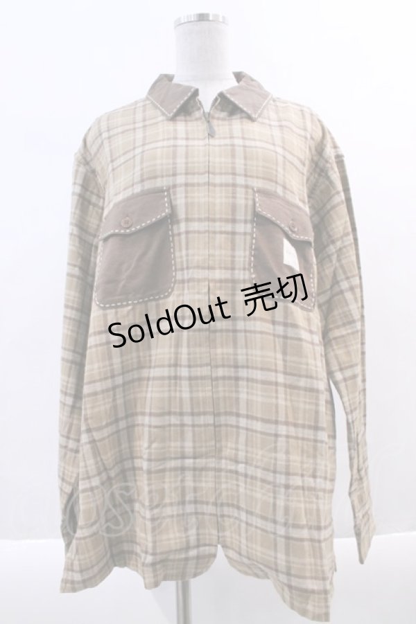 画像1: Karl Helmut / チェックZIPシャツ ブラウン I-24-03-01-006-EL-BL-HD-ZT410 (1)