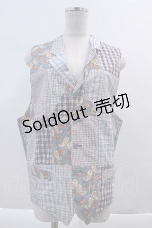 画像: Karl Helmut / パッチワークベスト  ブルー I-24-03-01-018-EL-TO-HD-ZT418