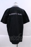 画像2: WONDERFUL WORLD / ロゴ半袖シャツ  黒Ｘグレー I-24-03-03-027-LO-BL-HD-ZI (2)