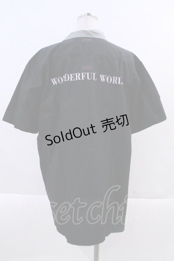 画像2: WONDERFUL WORLD / ロゴ半袖シャツ  黒Ｘグレー I-24-03-03-027-LO-BL-HD-ZT418 (2)
