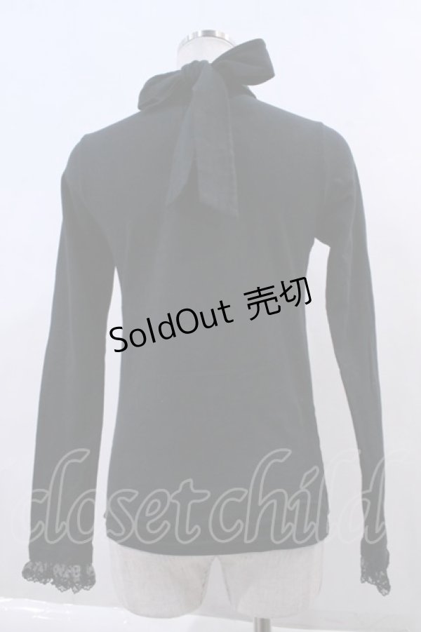 画像2: Emily Temple cute /  後ろリボン&ハイネックレース長袖カットソー  黒 I-24-03-05-047-ET-TO-HD-ZT470 (2)