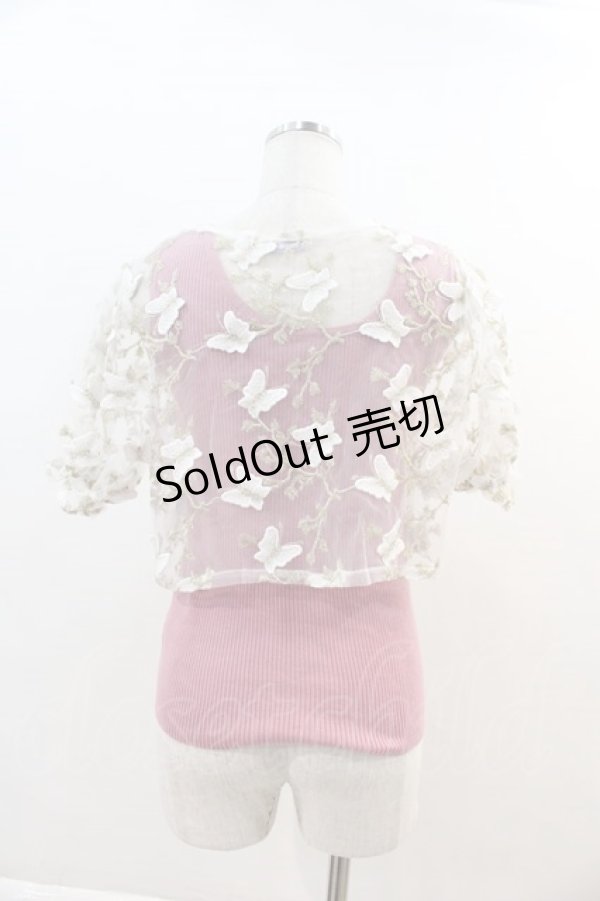 画像2: axes femme POETIQUE / 立体蝶ブラウス×タンクセット  白Ｘピンク I-24-03-22-025-AX-BL-HD-ZI (2)