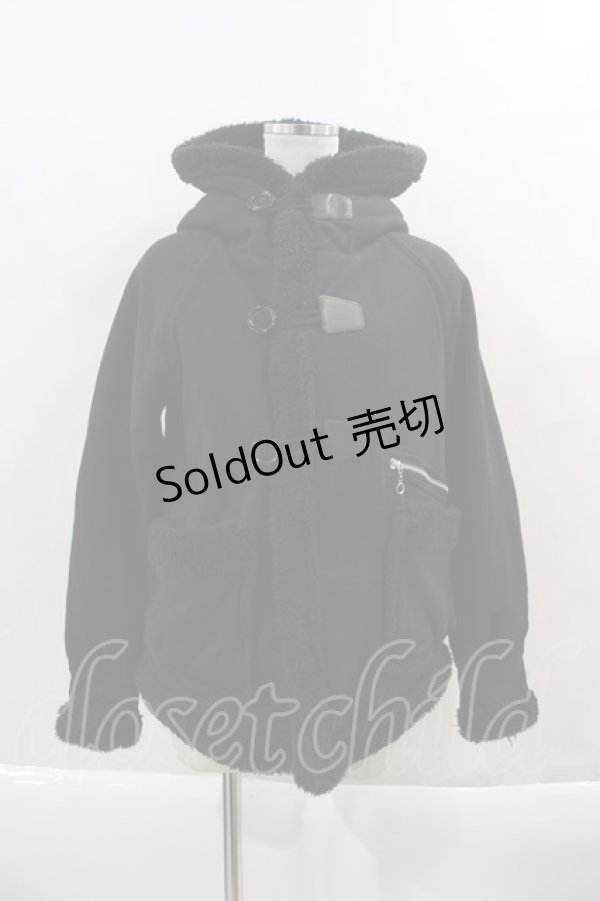 画像1: 【SALE】RNA / 内側ボアフードショートコート  黒 I-24-03-27-056-PU-CO-HD-ZT-C050 (1)